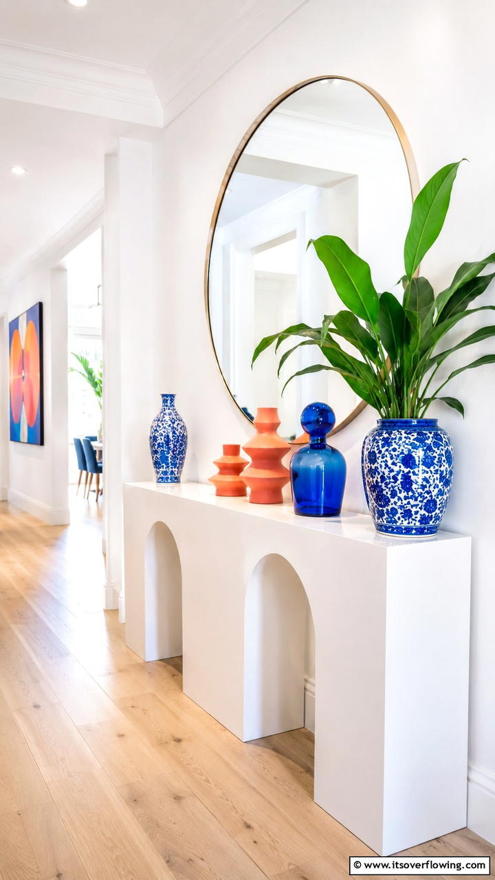 Bold Color Pop - 30 Console Table Decor Ideas- Elevate Entryways and Halls