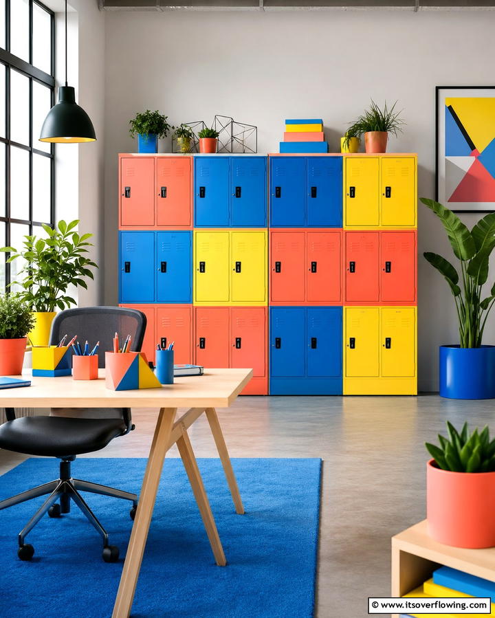 Bold Color Pop Decor - 30 Locker Decor Ideas- Organize with Style at Home