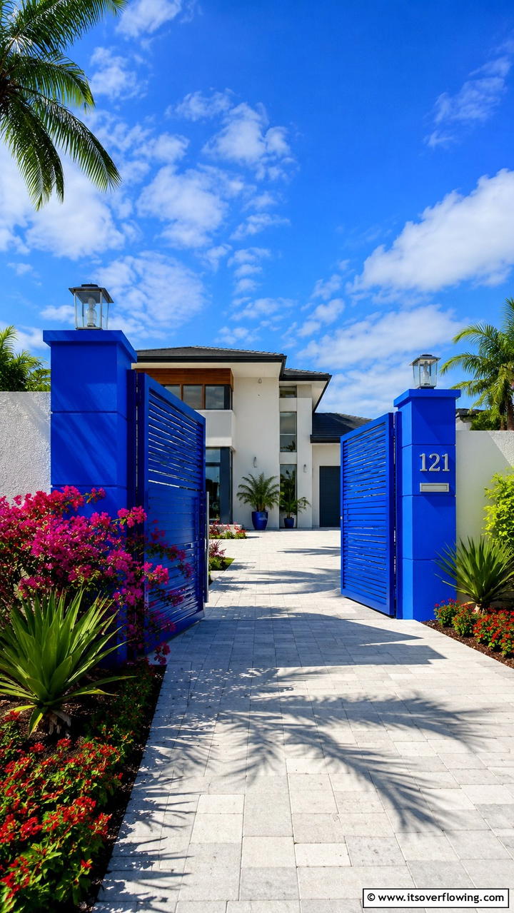 Bold Color Pop Entrance - 30 Driveway Entrance Ideas for Impressive Arrivals