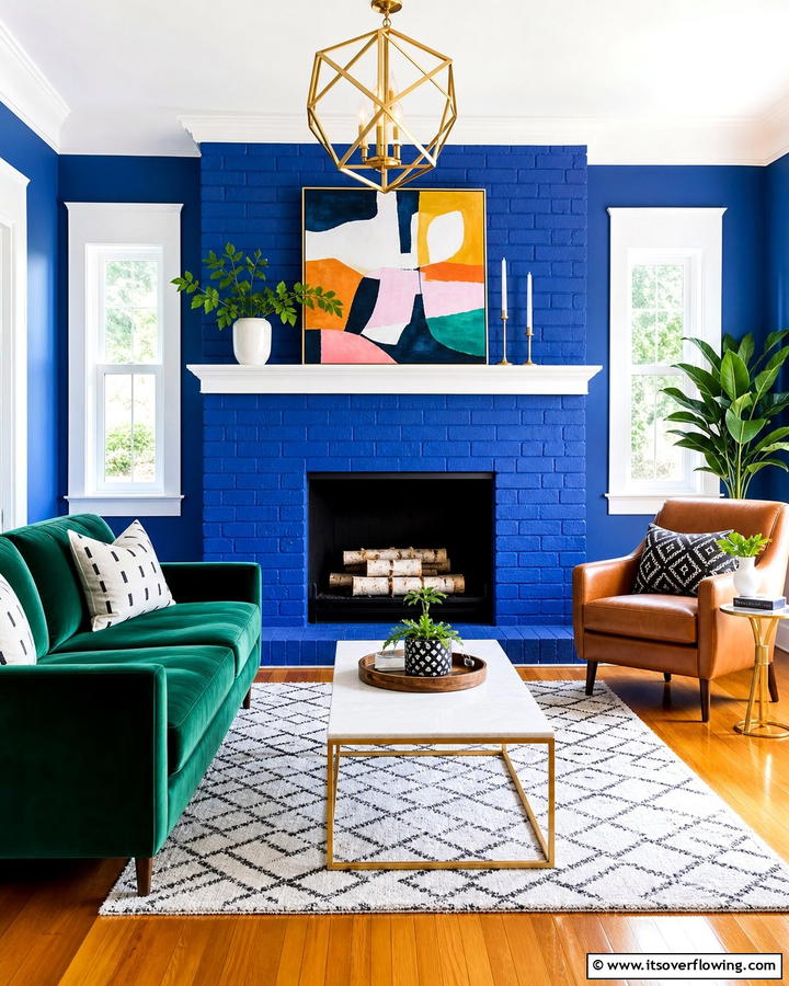 Bold Color Pop - 21 Painted Brick Fireplace Makeovers for Modern Interiors