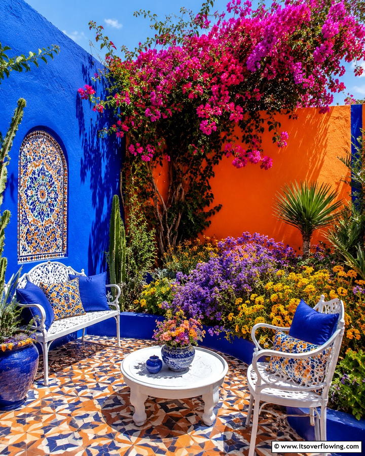 Bold Color Schemes - 20 Small Walled Garden Ideas for Cozy Outdoor Spaces