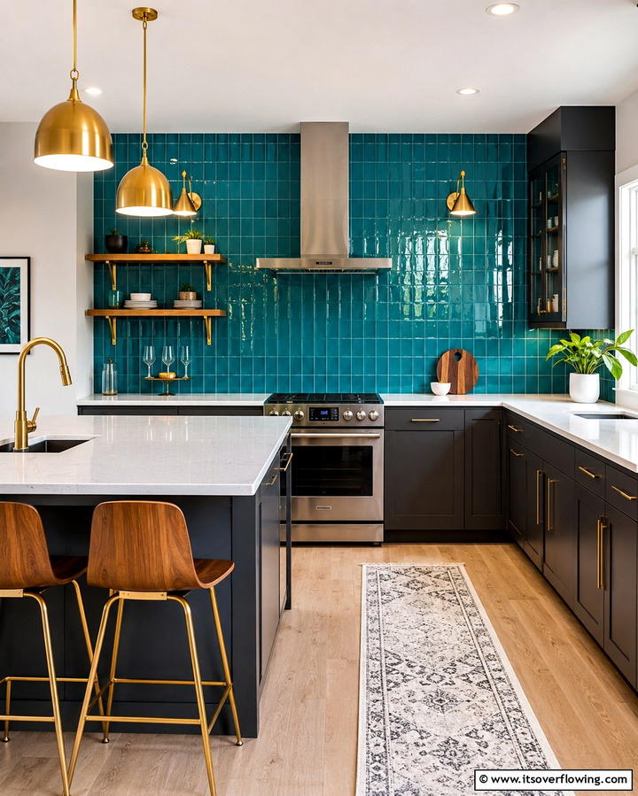 Bold Color Splash - 25 Modern Kitchen Backsplash Ideas for a Fresh Update