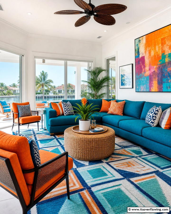 Bold Color Statement - 25 Florida Room Ideas for a Relaxing Sun-Filled Space