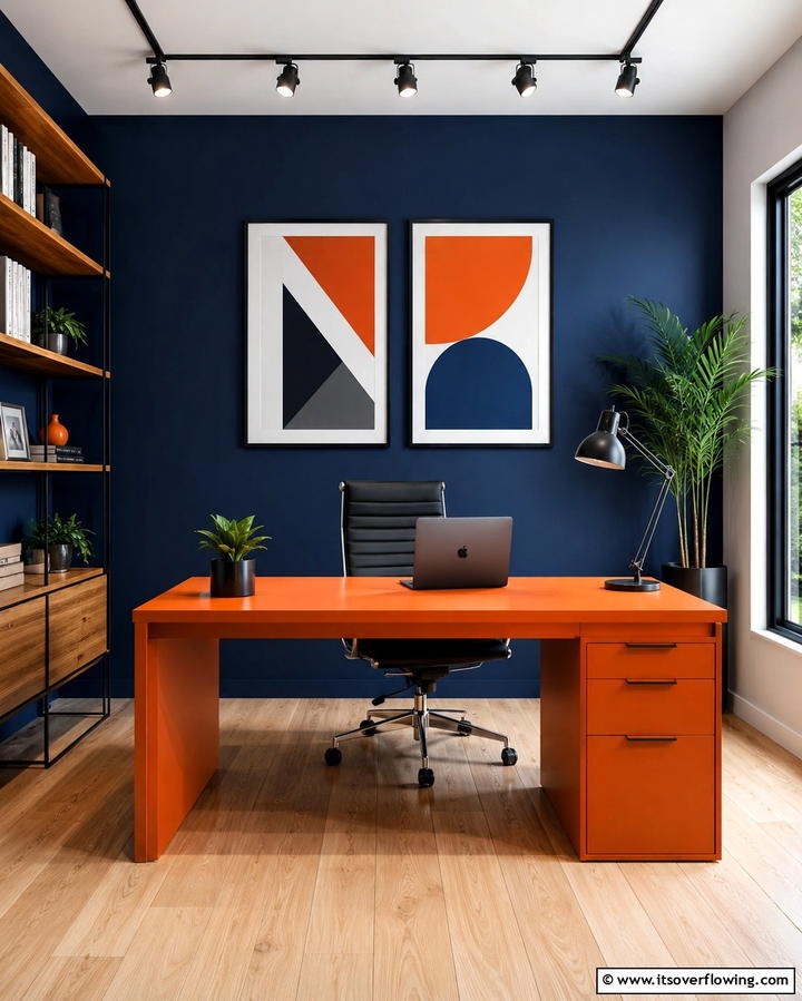 Bold Color Statement - 30 Home Office Ideas Designed Specifically for Him