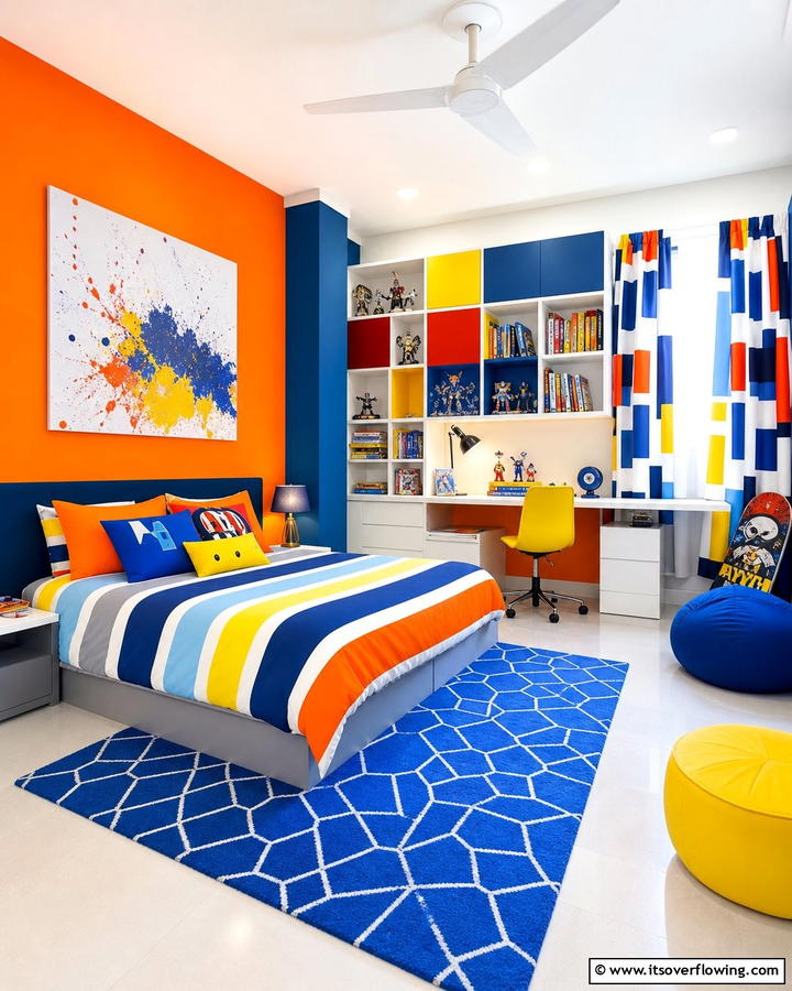 Bold Color Statement - 21 Boys’ Room Ideas- Themed Decor & Functional Layouts