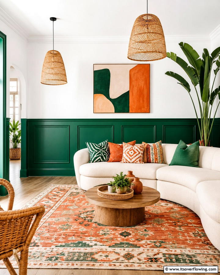 Bold Color Wainscoting - 30 Elegant Living Room Wainscoting Ideas for Modern Homes