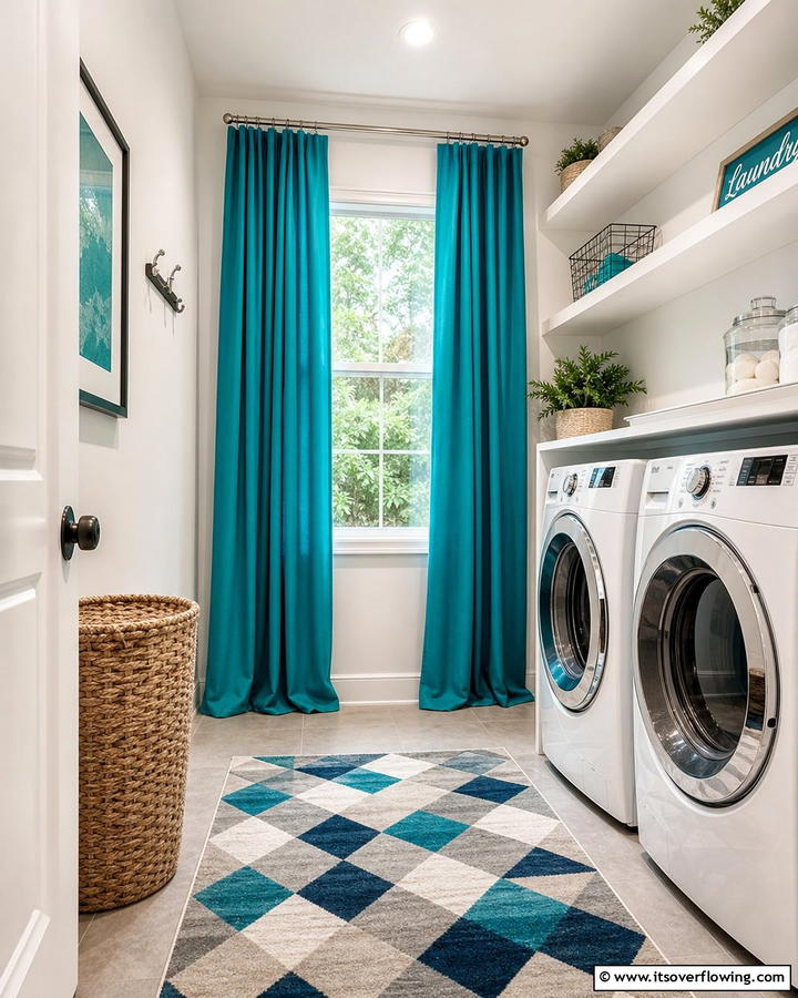Bold Colored Curtains for a Modern Twist - 20 Laundry Room Curtain Ideas for a Stylish and Private Space