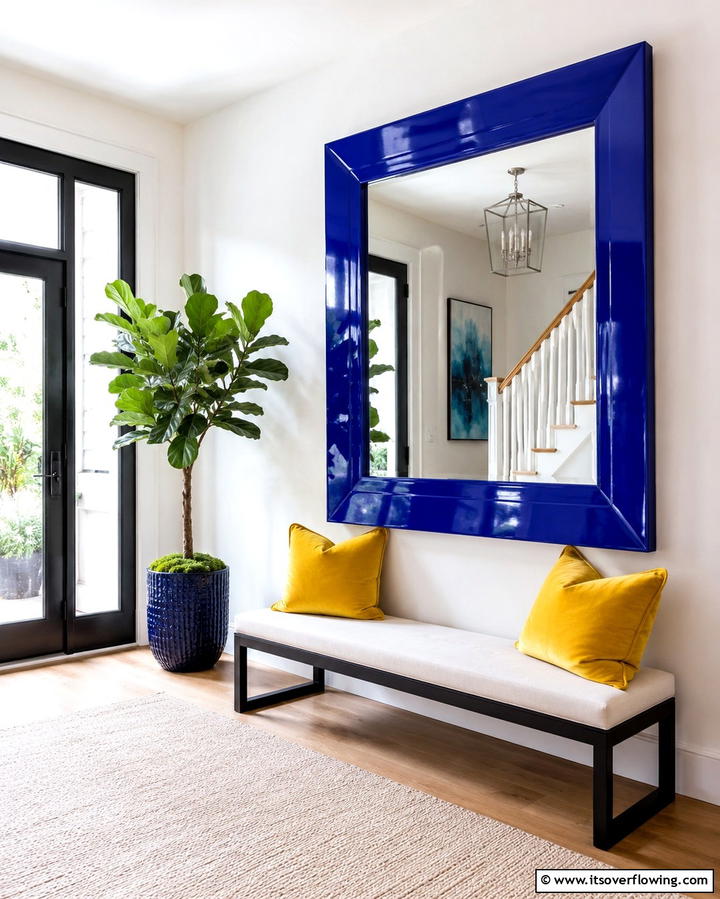 Bold Colored Mirror - 30 Statement Entryway Mirror Ideas to Brighten Narrow Spaces
