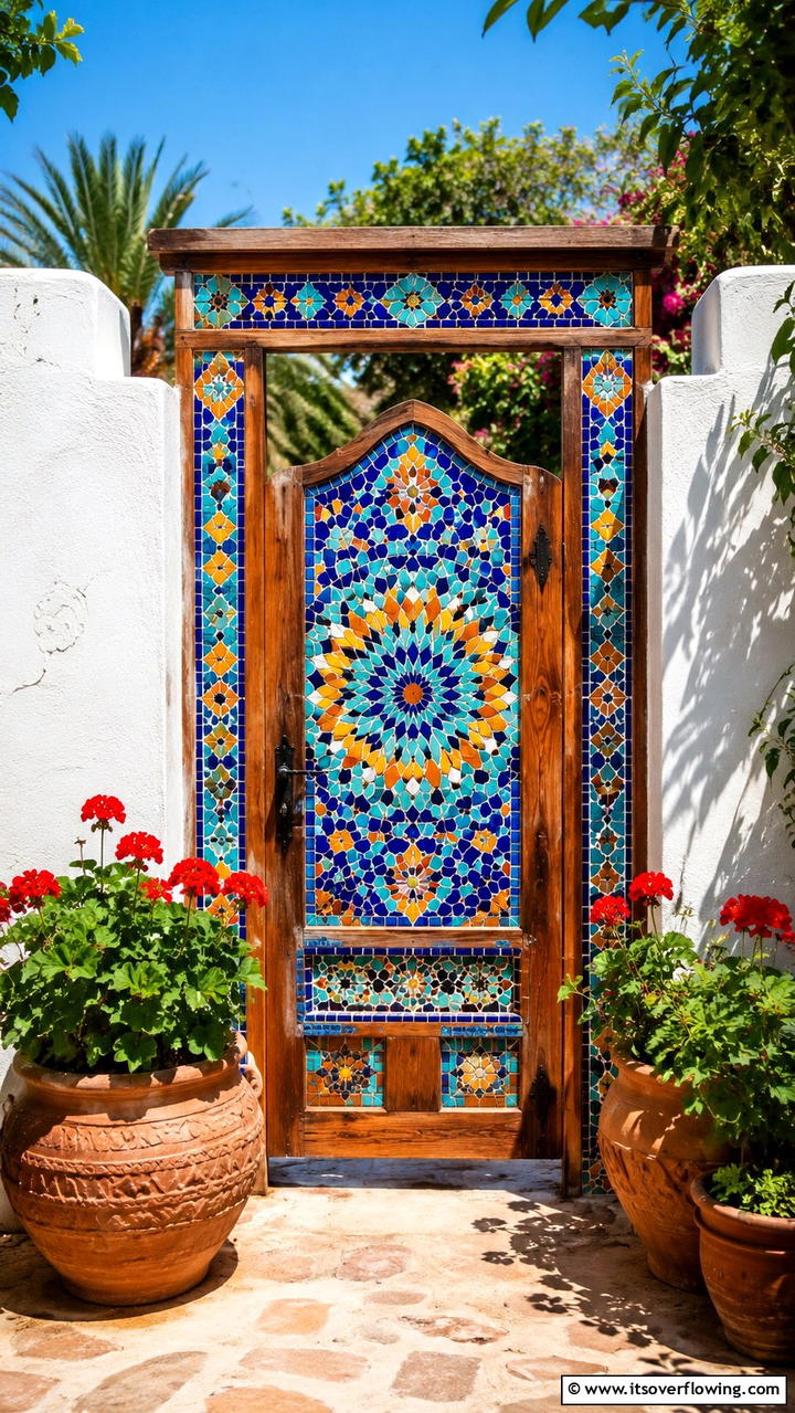 Bold Colorful Mosaic - 30 Garden Gate Ideas- Charming Entrances & DIY Projects