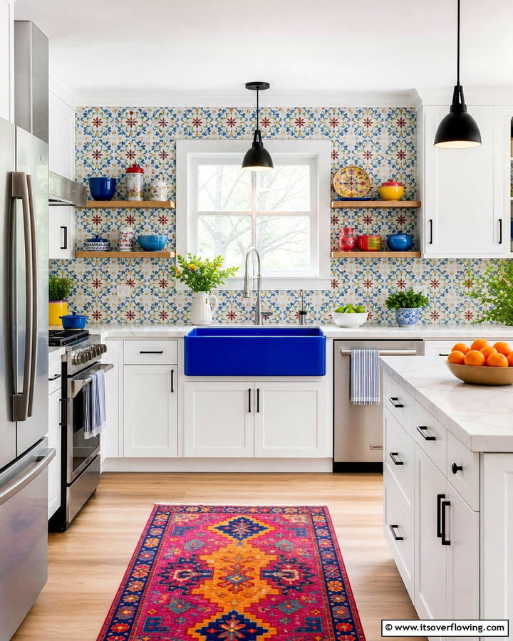 Bold Colorful Sink Accents - 30 Kitchen Sink Ideas Combining Function and Style