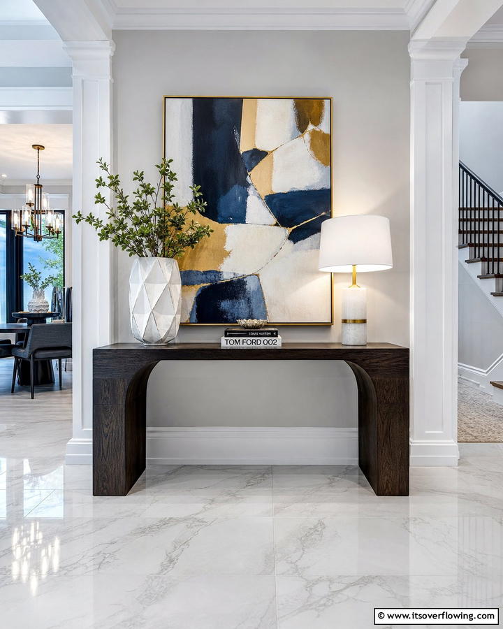 Bold Console Table Styling - 21 Foyer Decor Ideas to Elevate Your Entryway’s First Impression