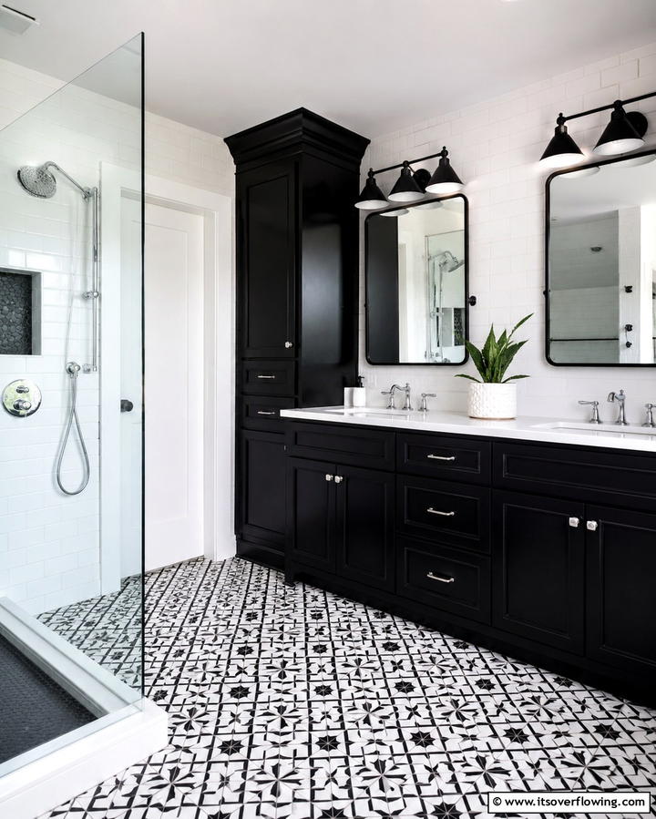 Bold Contrast Style - 30 Black Cabinet Bathroom Ideas for Dramatic Modern Spaces