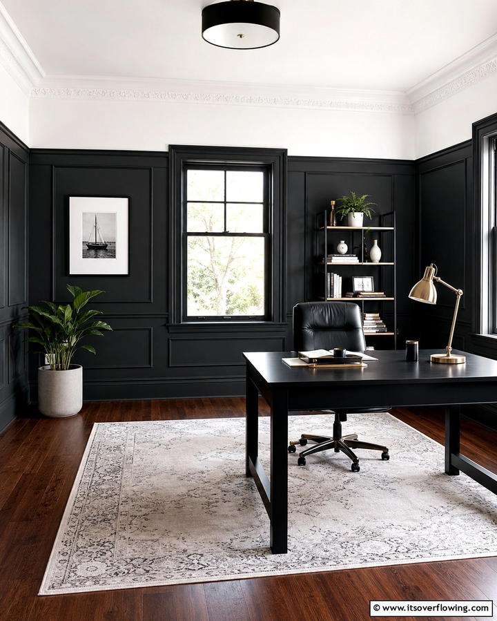 Bold Contrast for a Dramatic Effect - 30 Stylish Chair Rail Molding Ideas to Elevate Your Interiors