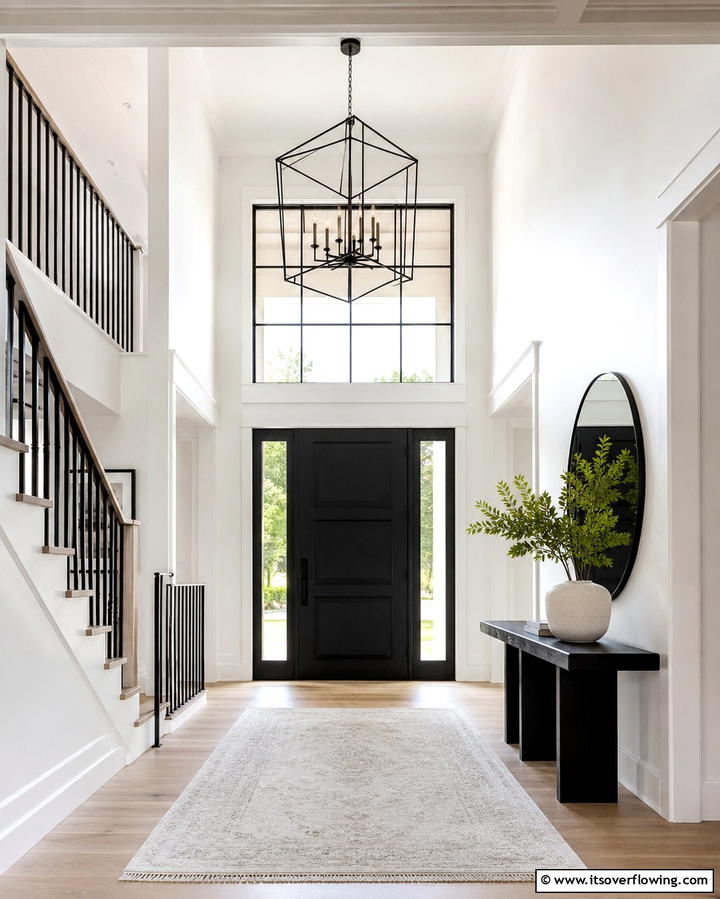Bold Contrast in Entryways - 25 White House Ideas with Black Doors for Contrast