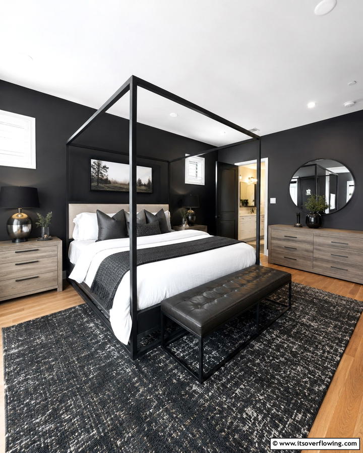 Bold Contrasting Details - 30 Charming Cottage Bedroom Decor Ideas for a Rustic Retreat