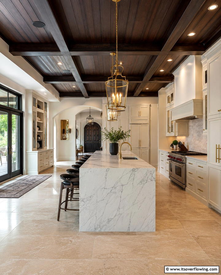 Bold Dark Stained Wood for Dramatic Effect - 20 Wood Ceiling Kitchen Ideas for a Warm and Inviting Atmosphere