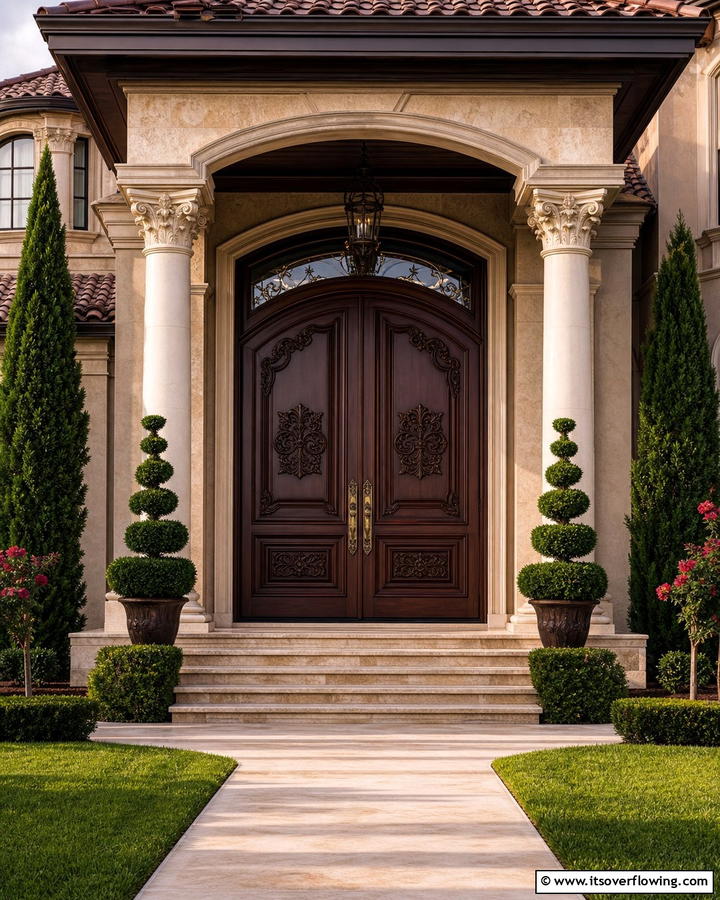 Bold Double Doors - 25 Stylish Brown Front Door Ideas for Your Home