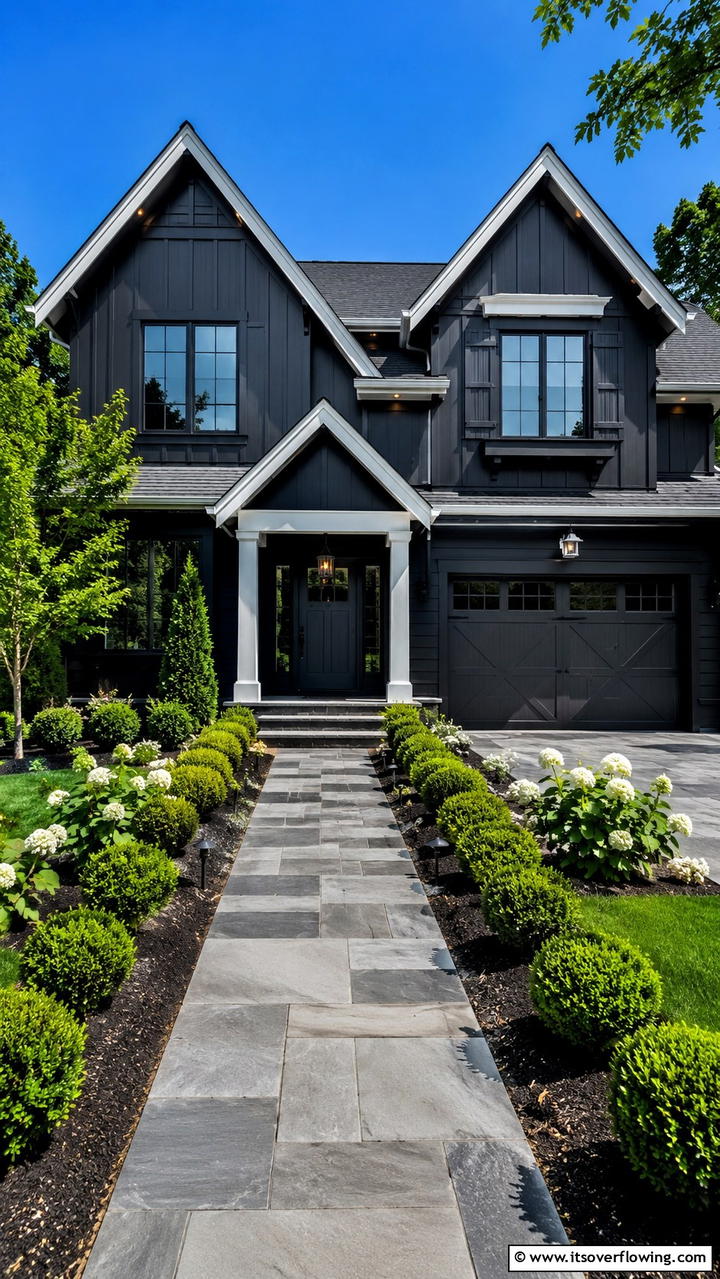 Bold Ebony Elegance - 30 Black House Exteriors- Bold Paint Colors for Modern Homes