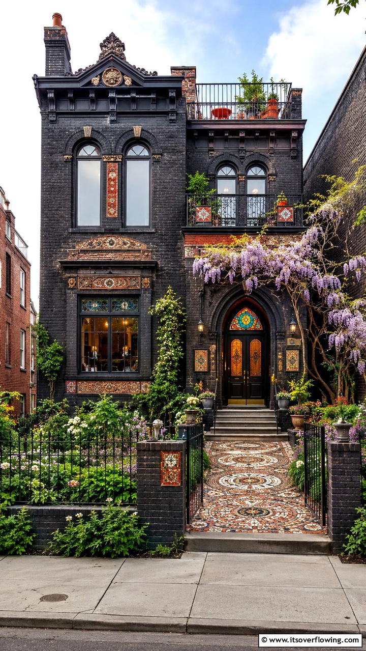 Bold Eclectic Black Brick Statement - 30 Black Brick House Exteriors for Bold Curb Appeal