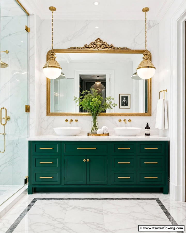 Bold Emerald Green Vanity - 20 Bathroom With Green Vanity Ideas for a Fresh Look