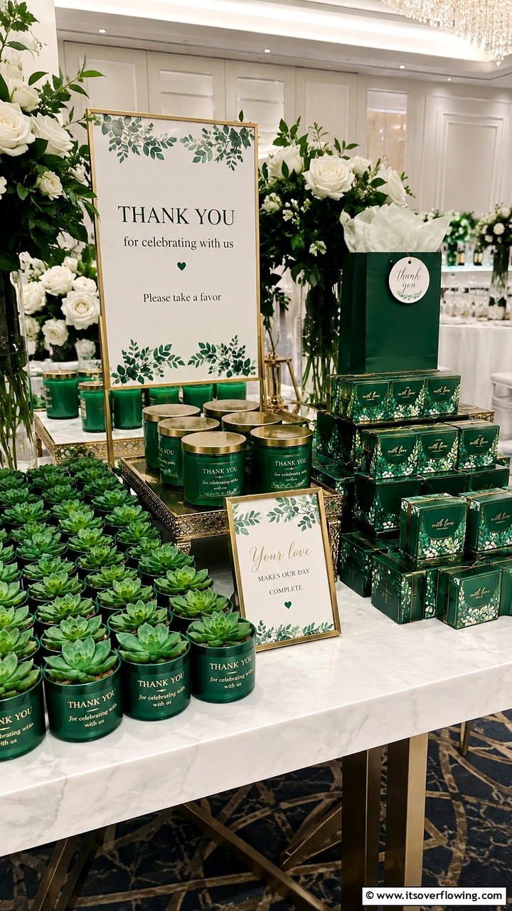 Bold Emerald Wedding Favors - 30 Emerald Green Wedding Ideas for Luxurious Celebrations
