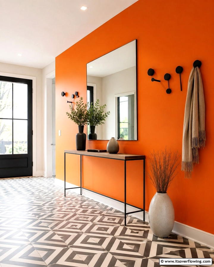 Bold Entryway Statement - 20 Orange Accent Wall Ideas to Brighten Your Space