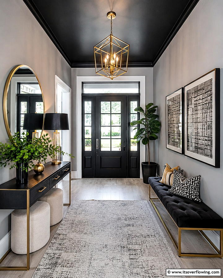 Bold Entryway Statements - 25 Black Ceiling With Grey Walls for a Dramatic Look