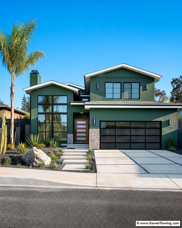 Bold Evergreen Statement - 21 Dark Green Exterior Paint Color Schemes for Modern Homes