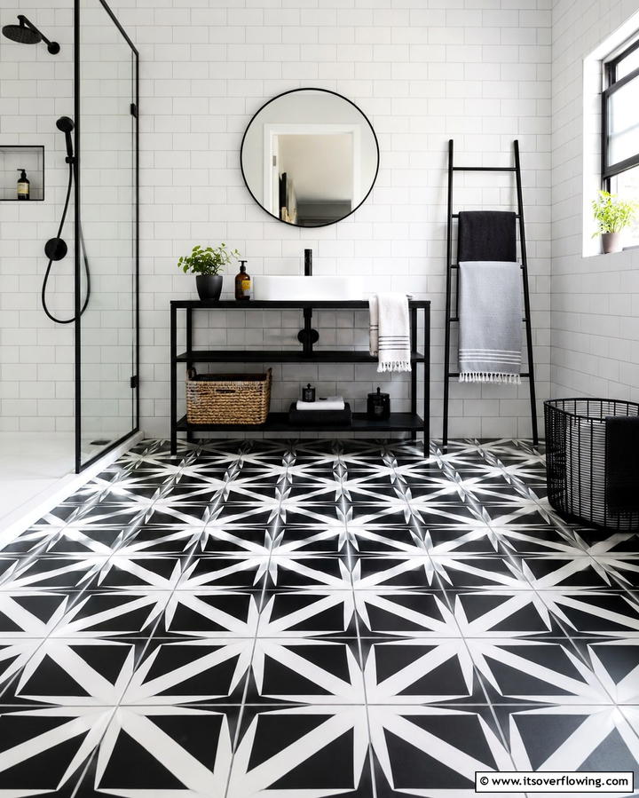 Bold Floor Tiles for Style - 25 Teen Bathroom Ideas for a Stylish and Functional Space
