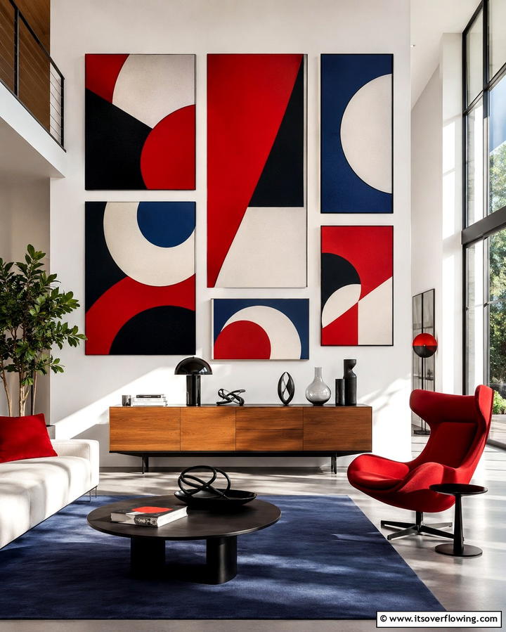 Bold Geometric Artwork - 30 1950s Living Room Ideas for Retro Charm Revival