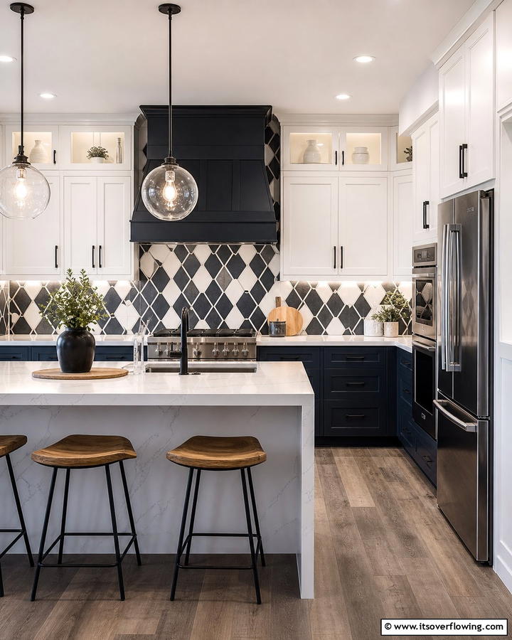 Bold Geometric Designs - 21 Kitchen Backsplash Ideas for Striaking Visual Impact