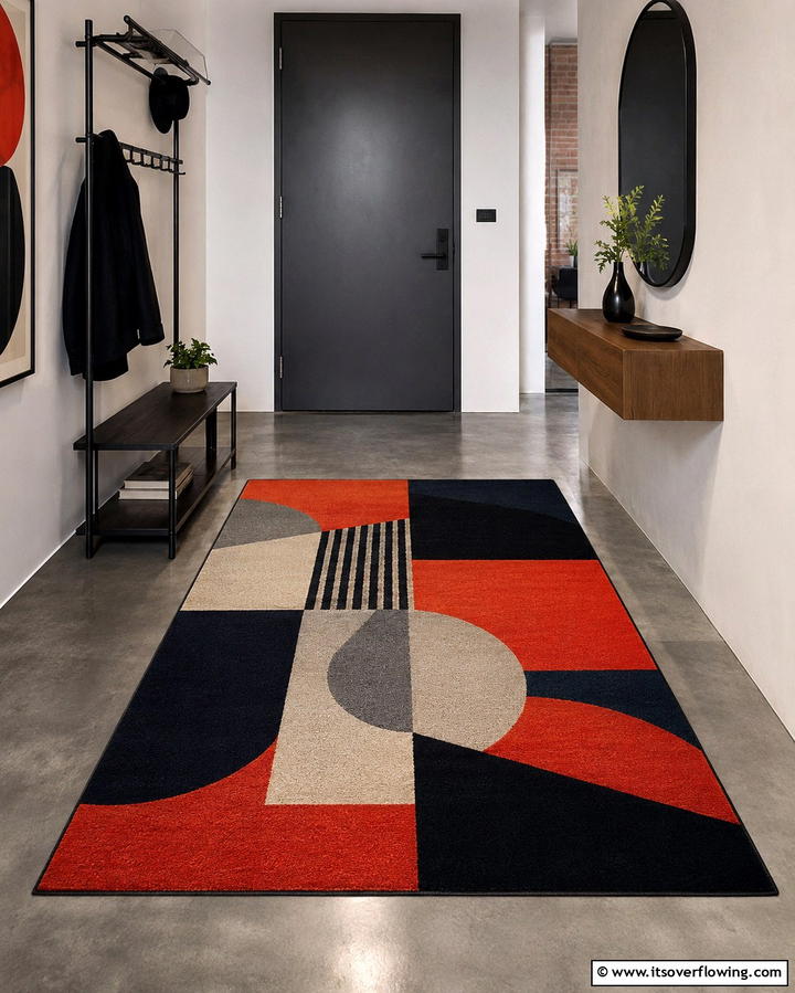Bold Geometric Flair - 30 Welcoming Entryway Rug Designs to Elevate First Impressions