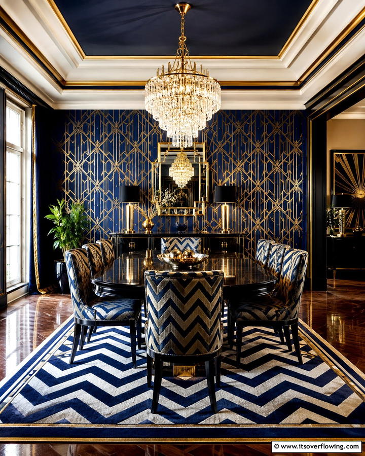 Bold Geometric Patterns - 25 Art Deco Dining Room Ideas for a Glamorous Space