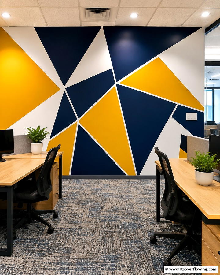 Bold Geometric Patterns - 25 Creative Office Accent Wall Ideas to Inspire Your Space