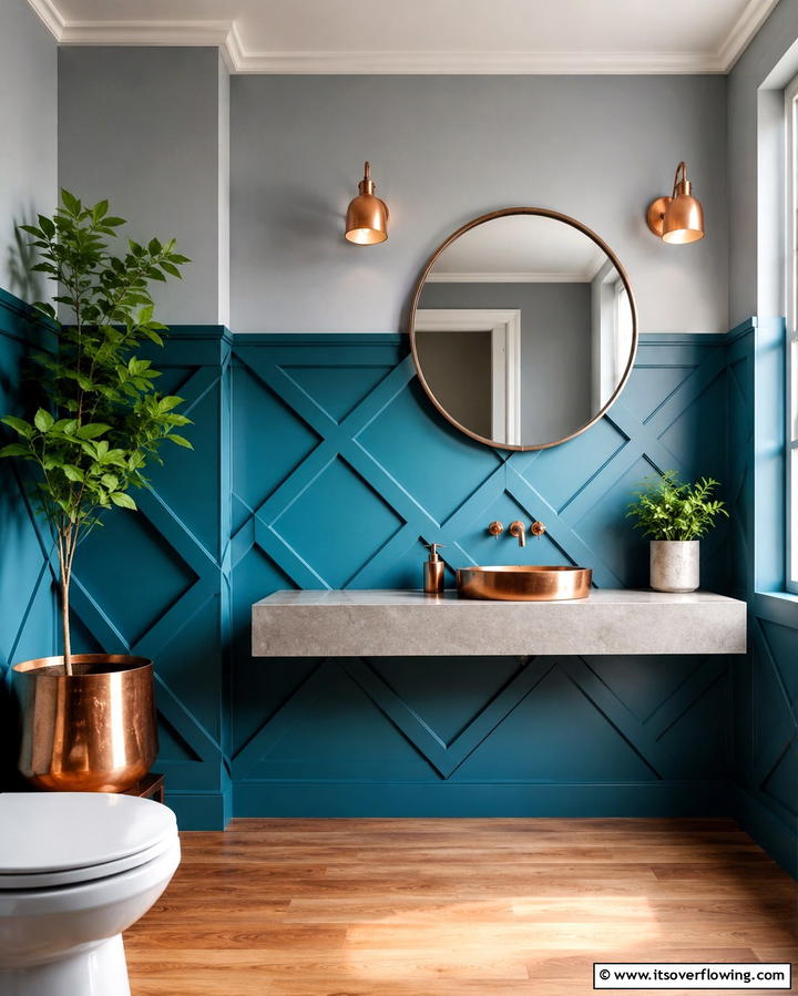 Bold Geometric Patterns - 25 Powder Room Wainscoting Ideas for a Chic Look
