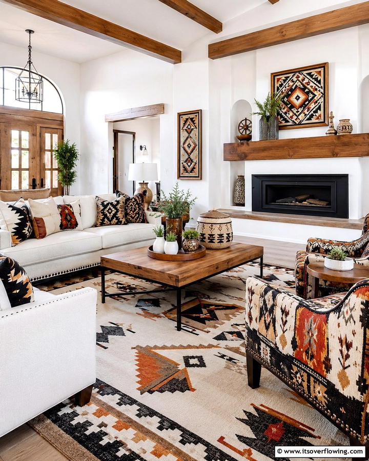 Bold Geometric Patterns - 25 Southwest Living Room Ideas for a Cozy Vibe