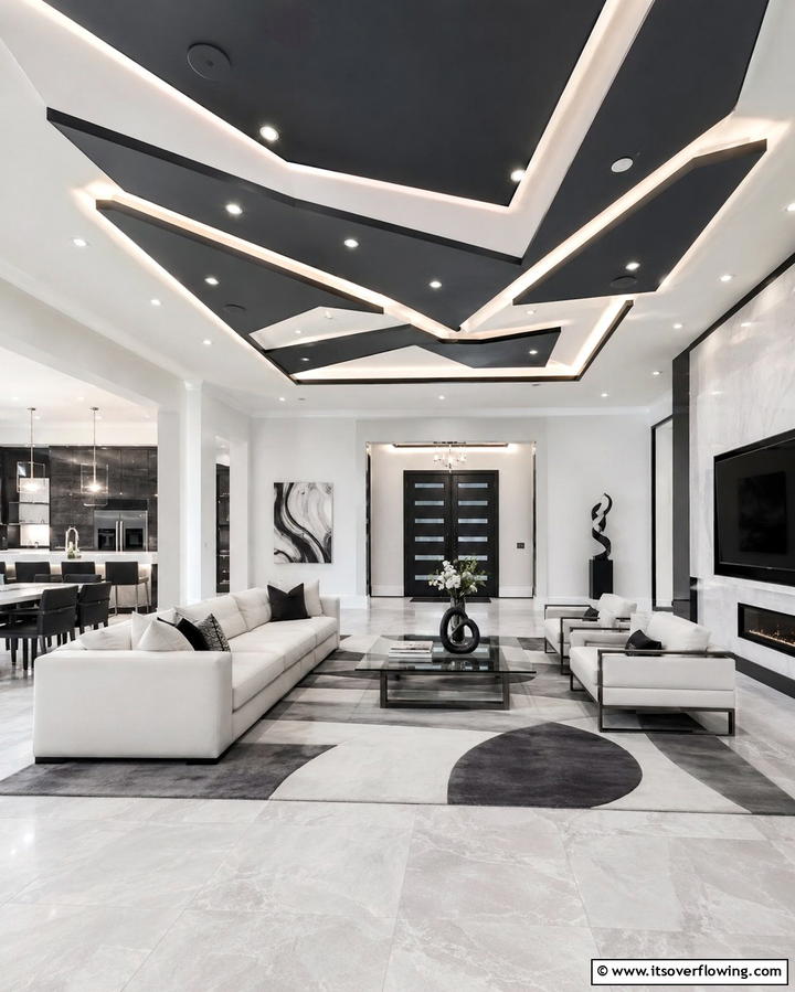 Bold Geometric Patterns - 30 Accent Ceiling Ideas to Elevate Your Space