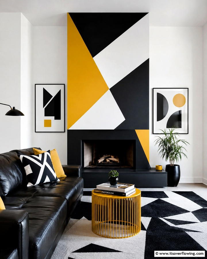 Bold Geometric Patterns - 30 Fireplace Paint Color Ideas for a Fresh Update