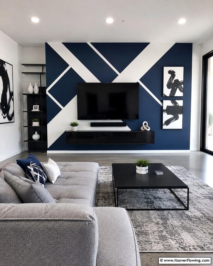 Bold Geometric Patterns - 20 TV Accent Wall Ideas to Enhance Your Space