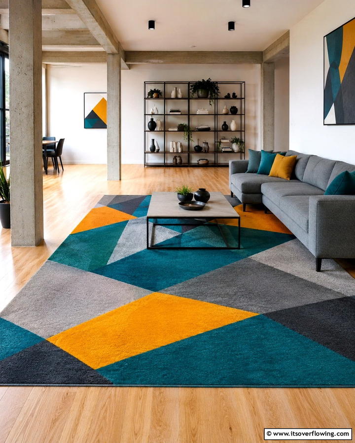 Bold Geometric Patterns - 30 Living Room Rug Ideas to Define Your Space Stylishly