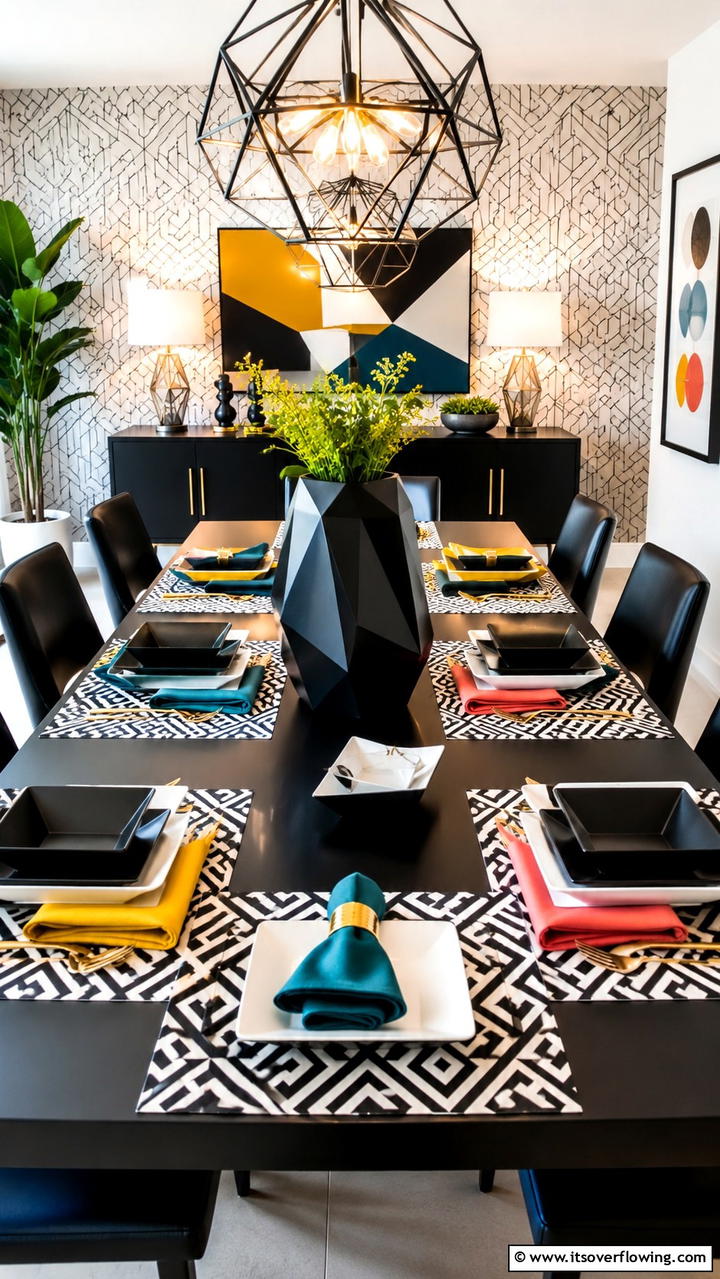 Bold Geometric Patterns - 21 Elegant Tablescape Ideas for Memorable Dining Experiences