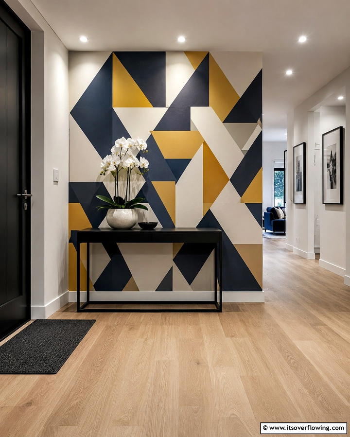 Bold Geometric Patterns for a Striking Entryway - 30 Hallway Wallpaper Ideas for a Striking Entryway