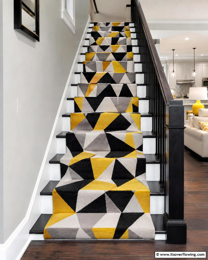 Bold Geometric PatternsOne - 25 Stair Runner Ideas for Safety and Style in Your Home
