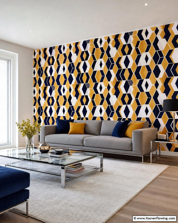 Bold Geometric Prints - 21 Living Room Wallpaper Ideas to Refresh Your Decor