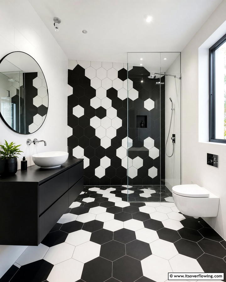Bold Geometric Tiles - 25 Man Cave Bathroom Ideas for a Unique Space