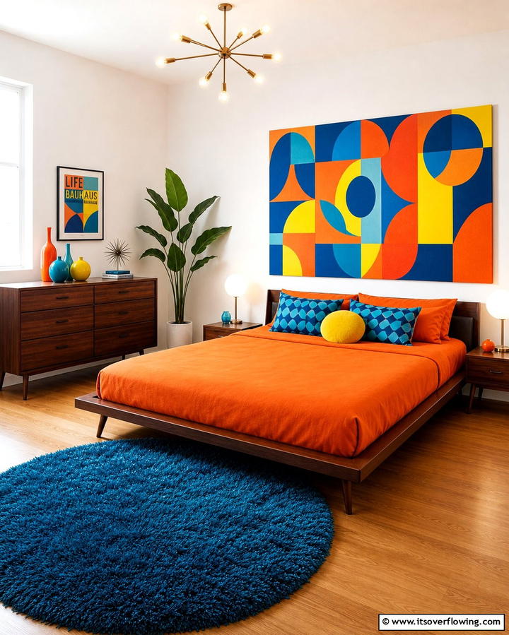 Bold Geometric Wall Art - 25 60s Bedroom Ideas for a Retro-Inspired Space