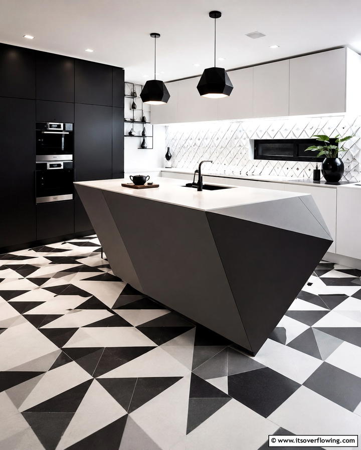 Bold Geometry and Design - 30 Grey and White Kitchen Ideas for Timeless Monochromatic Design