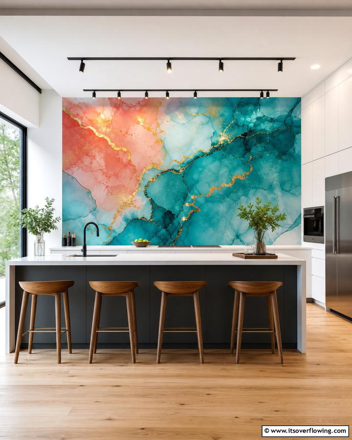 Bold Graphic Murals - 21 Kitchen Island Back Panel Ideas for Modern Designs