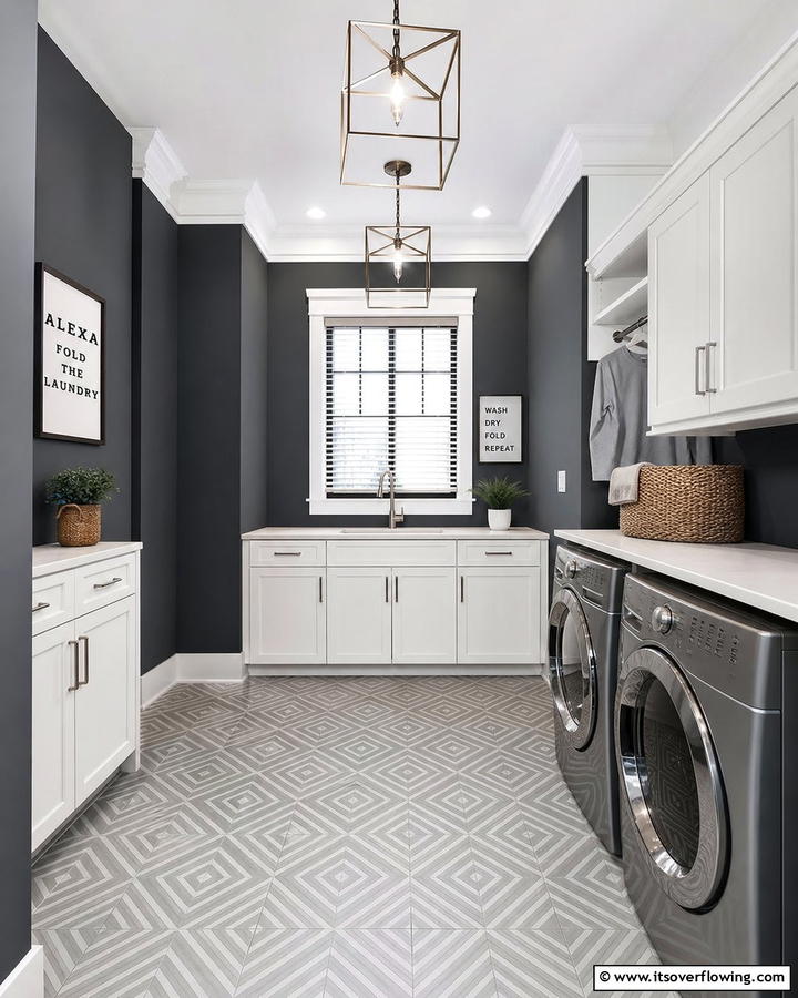 Bold Graphite Gray - 30 Laundry Room Paint Ideas to Brighten Chore Time