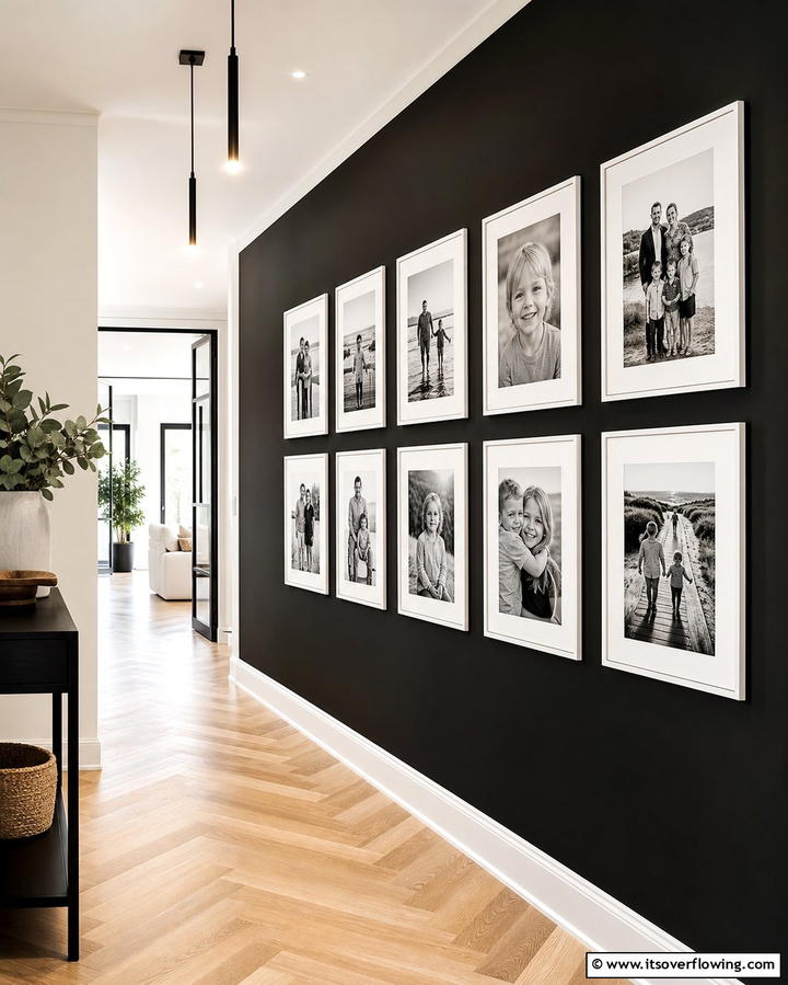 Bold Hallway Statement - 25 Black Accent Wall Ideas for a Dramatic Statement